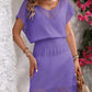 Openwork V-Neck Short Sleeve Cover-Up Dress - Farnelli