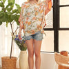 ADORA Tie Floral Tunic Top - CORAL