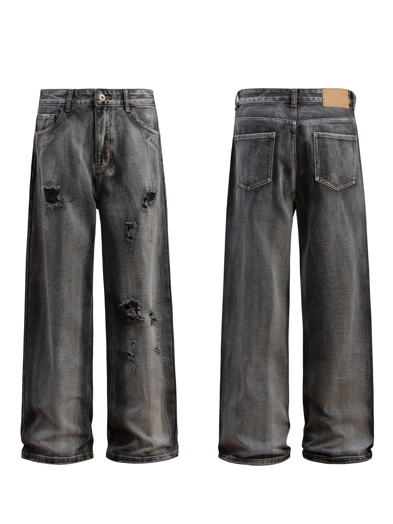 Men's Distressed Wide-Leg Jeans - Farnelli