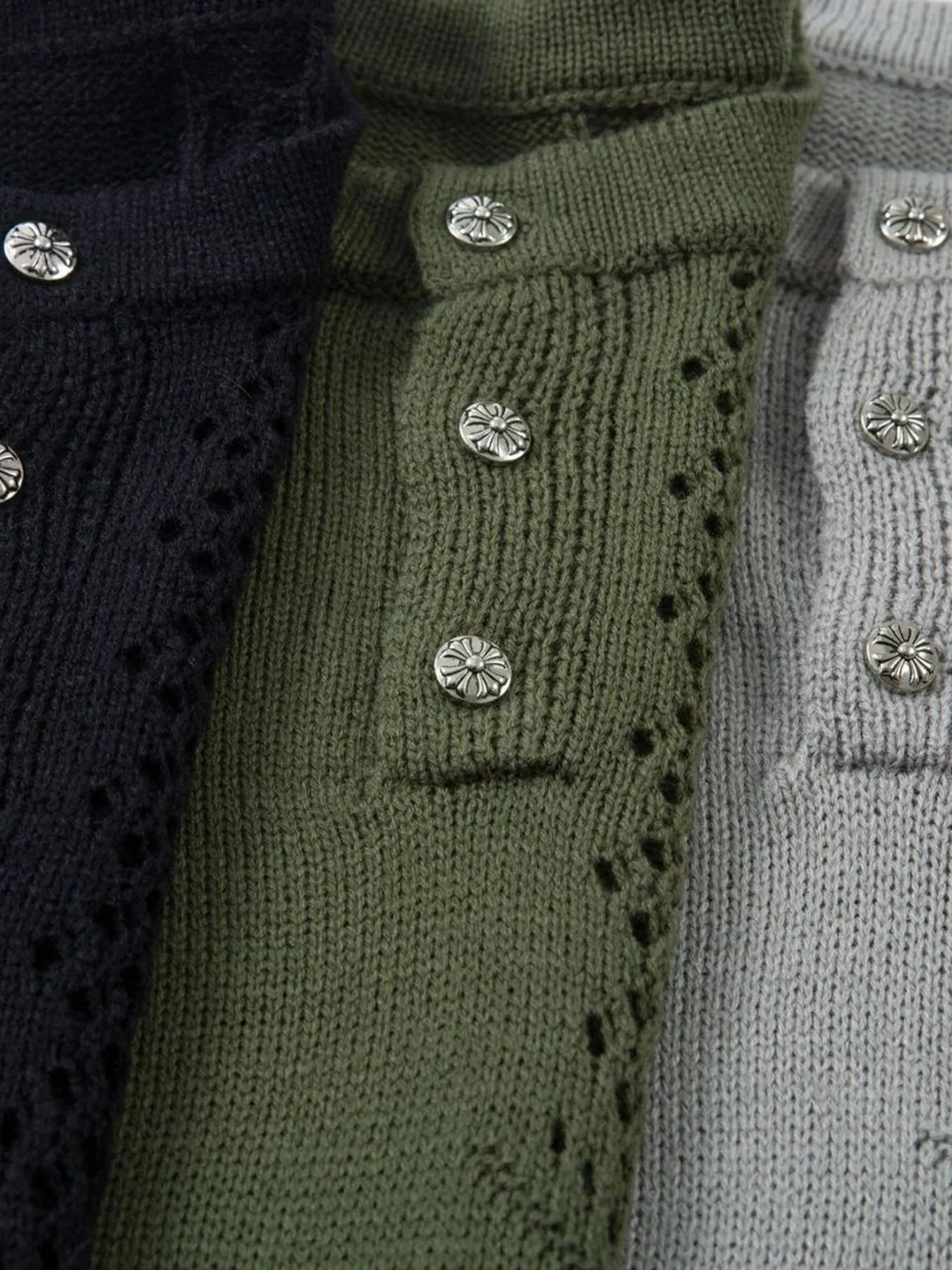 Men's Openwork Button Detail Knit Henley T-Shirt - Farnelli