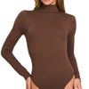 Zenana Mock Neck Long Sleeve Bodysuit - MAHOGANY