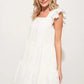 And The Why Origami Pleating Ruffled Sleeve Tiered Dress - Farnelli