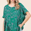 Mittoshop Abstract Print Round Neck Short Sleeve Top - Green