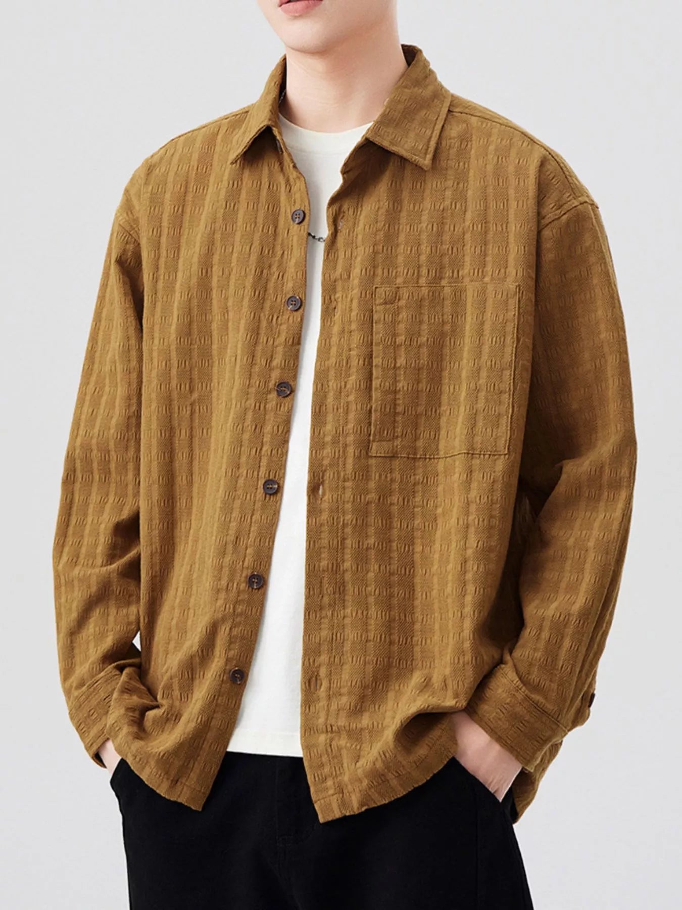 Men's Plus Size Button Up Long Sleeve Shirt - Farnelli