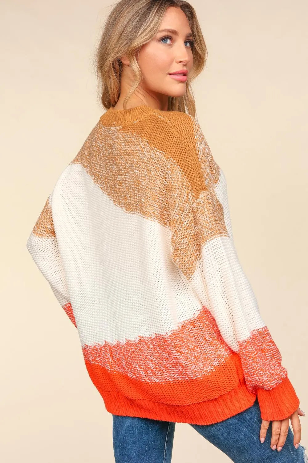 Haptics Color Block Long Sleeve Sweater - Farnelli
