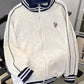 Men's Plus Size Striped Trim Zip-Up Sweatshirt - Farnelli