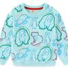 Children's Animal Print Crew Neck Sweatshirt - Mint Blue