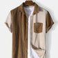 Men's Full Size Color Block Button Up Shirt and Shorts Set Plus Size - Farnelli