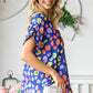 First Love Printed V-Neck Short Sleeve Blouse - Farnelli