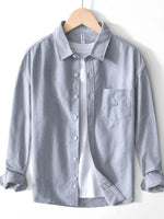 Men's Striped Button Up Long Sleeve Shirt - Farnelli