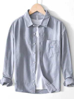 Men's Striped Button Up Long Sleeve Shirt - Farnelli