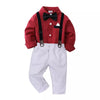 Children's Striped Shirt and Overall Set - Red
