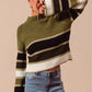 SO ME Multi Color Striped Mock Neck Sweater - Farnelli
