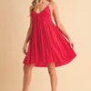 Aemi + Co Ruched Plunge Mini Cami Dress - Red