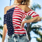 BiBi American Flag Off Shoulder With Front Ruched Top - Farnelli