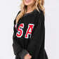 SAGE + FIG USA Letter Patch Round Neck Sweatshirt - Farnelli