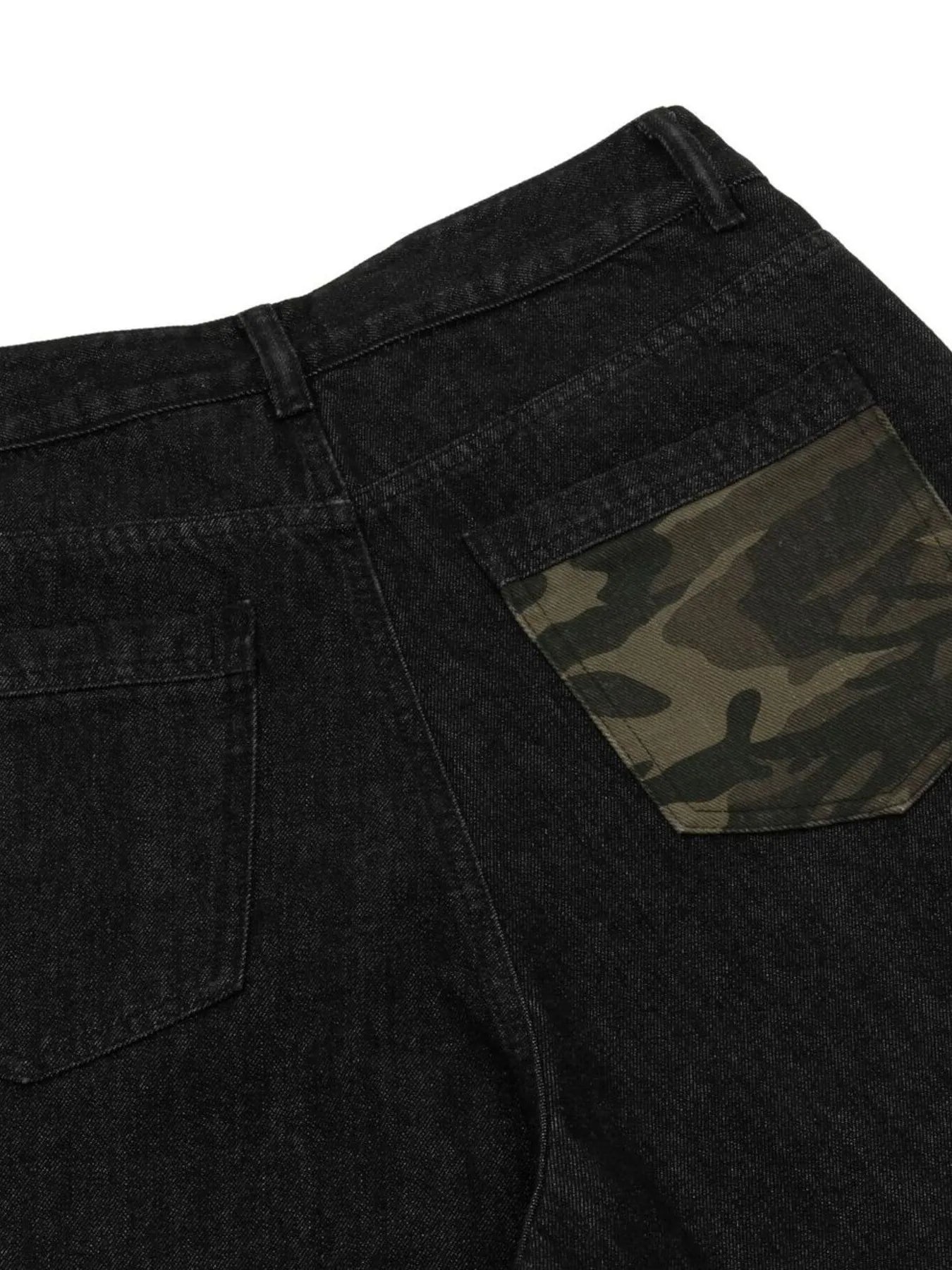Men's Distressed Camo Trim Denim Bermuda Shorts - Farnelli