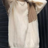 Men's Color Block Round Neck Sweater - White