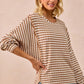 BiBi Open Seam Detail Textured Stripe Knit Top - Farnelli