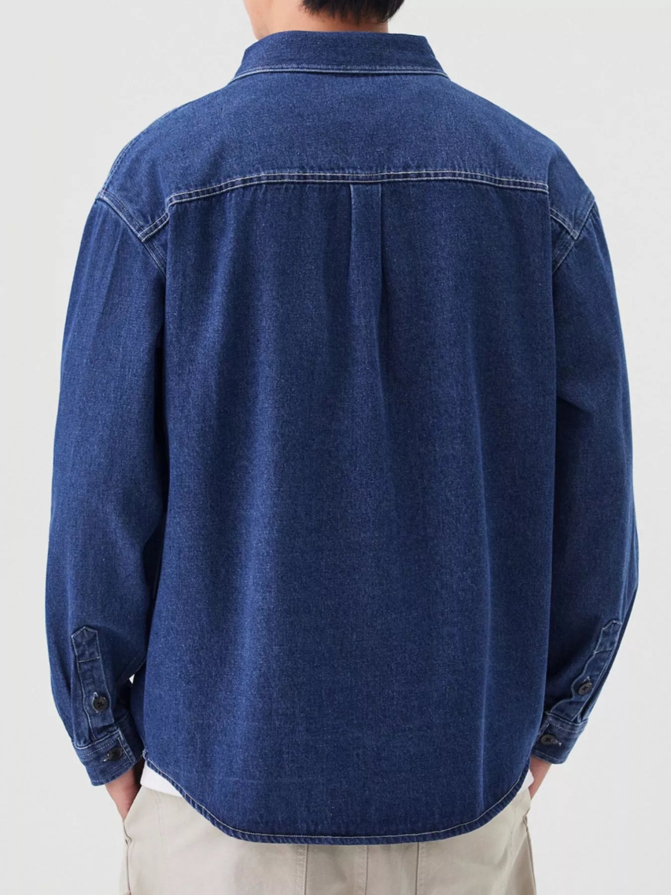 Men's Plus Size Button Up Casual Denim Shirt - Farnelli