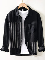 Men's Plus Size Striped Button Up Long Sleeve Shirt - Farnelli
