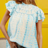 BiBi Tiered Ruffle Neck Tie Dye Top - LT BLUE