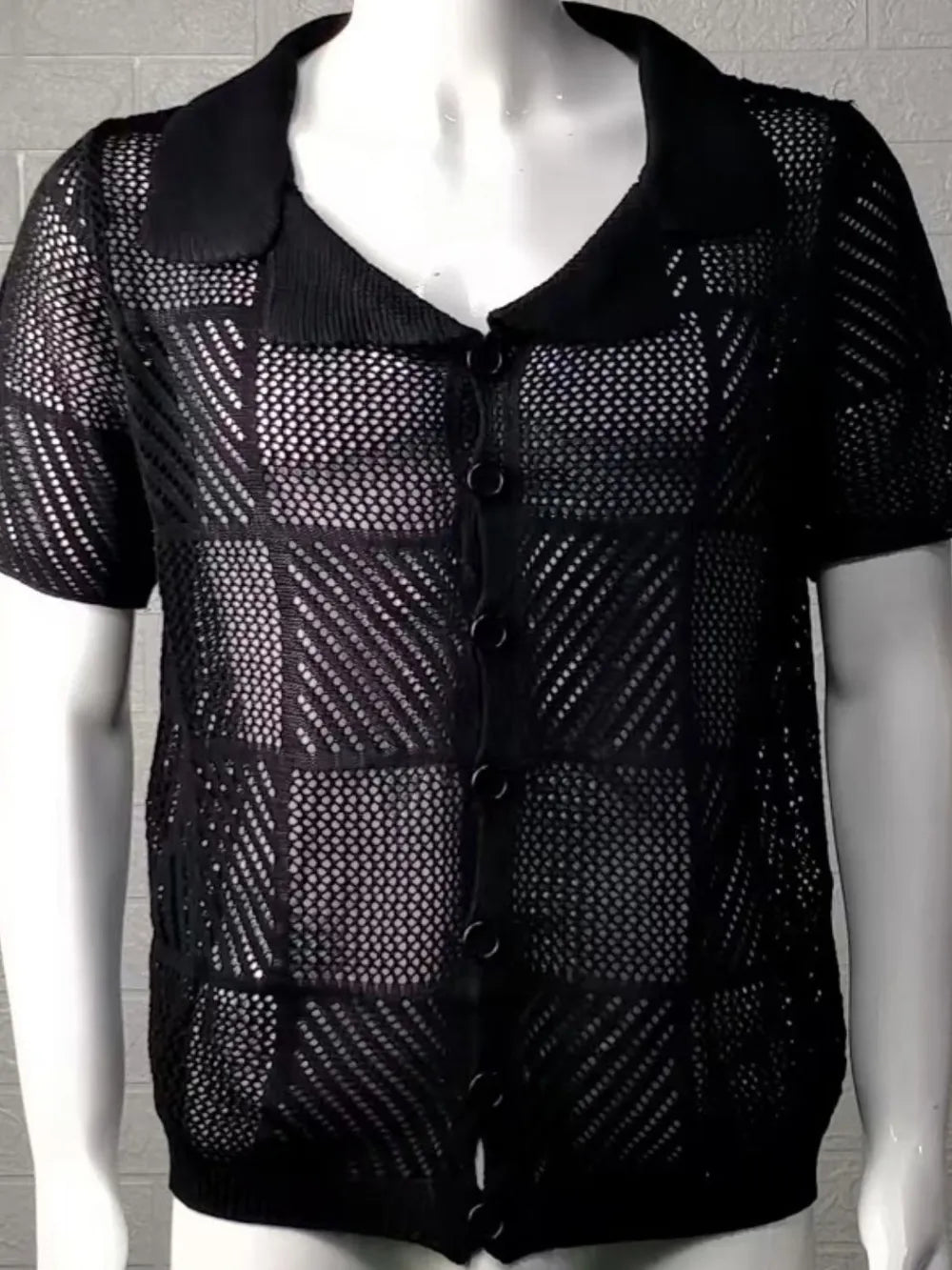 Men's Button Down Checkered Eyelet Shirt - Farnelli