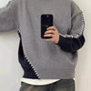 Men's Plus Size Two-Tone Mock Neck Sweater - Gray