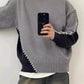 Men's Plus Size Two-Tone Mock Neck Sweater - Farnelli