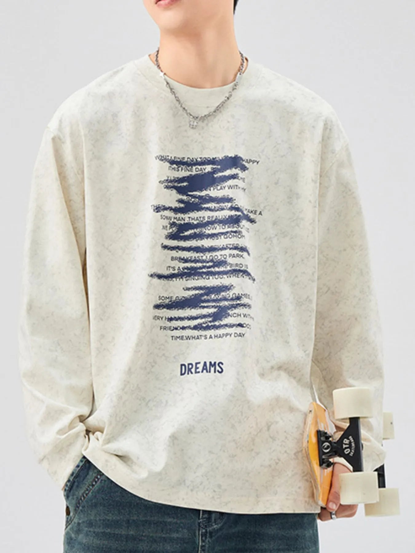 Men's Plus Size Graphic Round Neck Long Sleeve T-Shirt - Farnelli