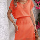 Openwork V-Neck Short Sleeve Cover-Up Dress - Farnelli