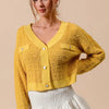 SO ME Frayed Tweed Knit Buttoned Front Cardigan - MUSTARD