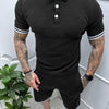 Men's Short Sleeve Polo and Shorts Set - Black