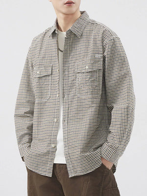 Men's Plus Size Plaid Button Up Long Sleeve Shirt - Farnelli