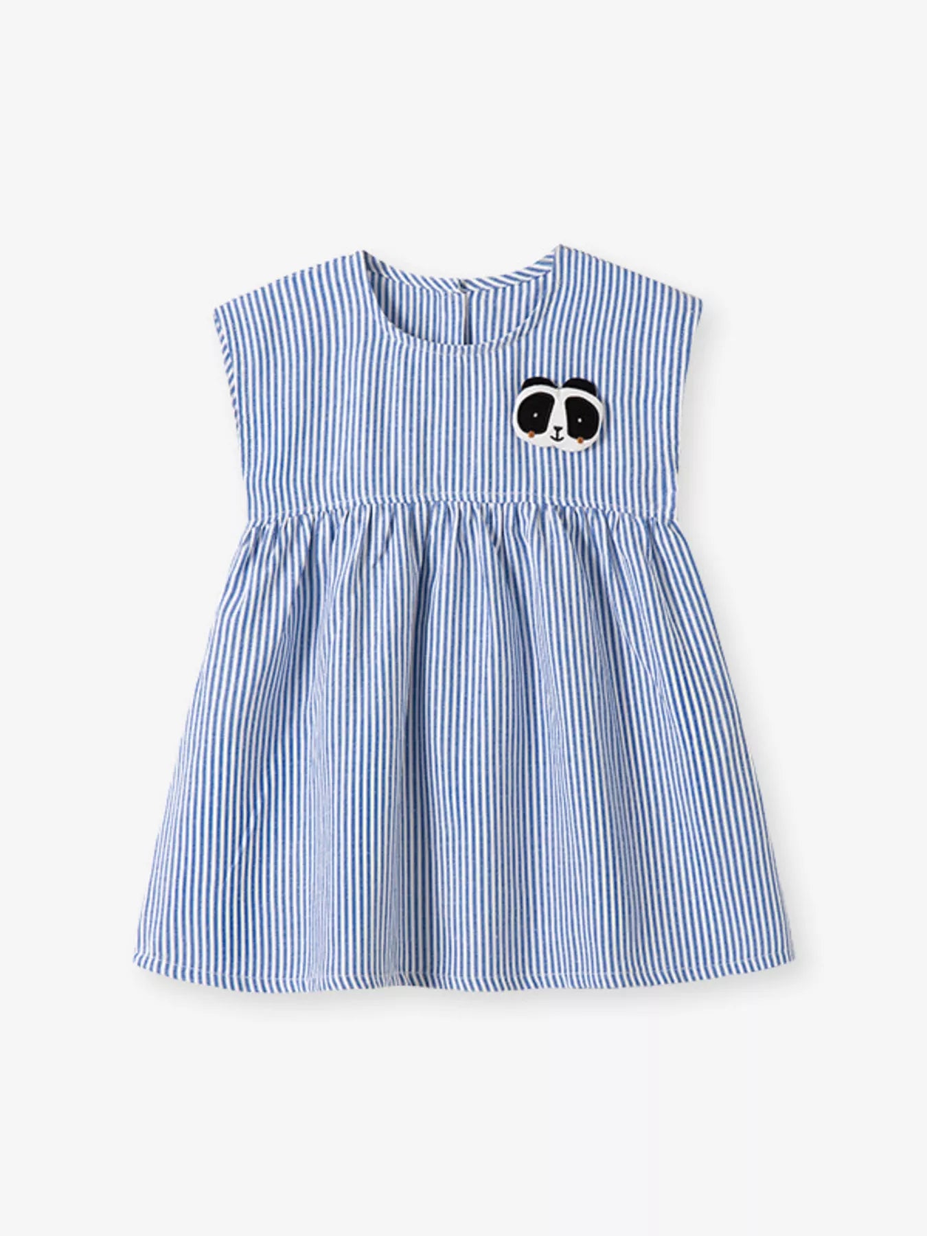 Children's Striped Panda Applique Casual Dress - Farnelli