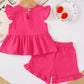 Children's Ruffle Trim Bowknot Top & Shorts Set - Farnelli