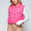 Snobbish Snap Down Quilted Crop Vest - Hot Pink