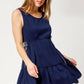 Umgee Frill Drawstring Waist Round Neck Mini Tank Dress - Farnelli