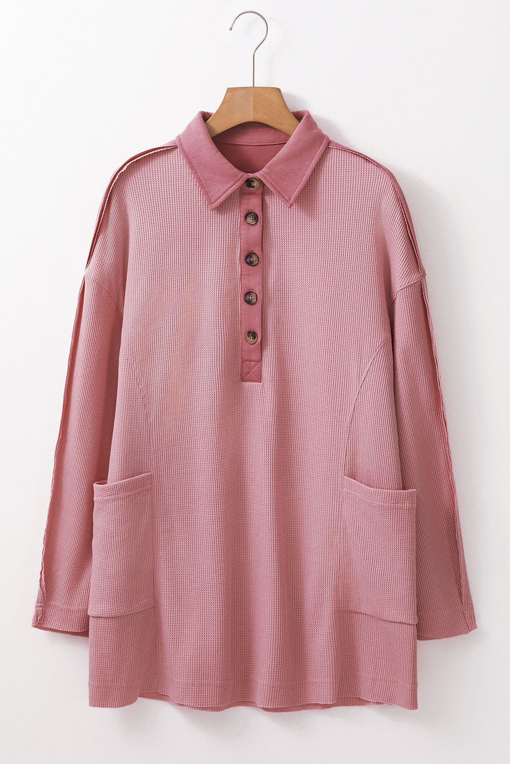 Arianna Waffle  Half Button Top. - Farnelli
