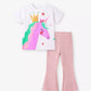 Children's Unicorn Graphic Tee and Striped Pants Set - Farnelli