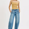 RISEN Full Size Mid Rise Fit Barrel Roll Up Jeans Plus Size - MEDIUM