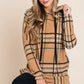 BOMBOM Drawstring Plaid Long Sleeve Hoodie - Farnelli