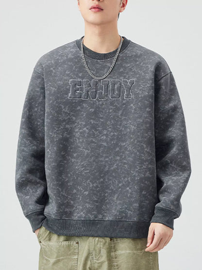 Men's Plus Size Enjoy Round Neck Long Sleeve Sweatshirt - Farnelli