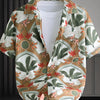 Men's Plus Size Printed Short Sleeve Casual Shirt - Camel