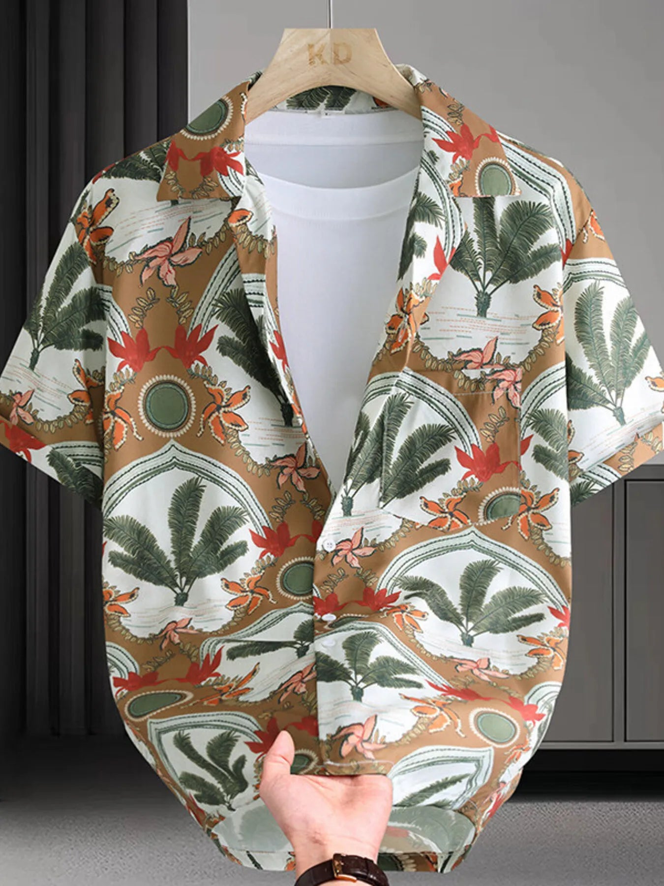 Men's Plus Size Printed Short Sleeve Casual Shirt - Farnelli