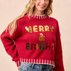 BiBi Christmas Theme Sequin Lattering Sweater - RED