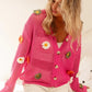 BiBi Flower Patches Open Knit Sweater Cardigan - Farnelli