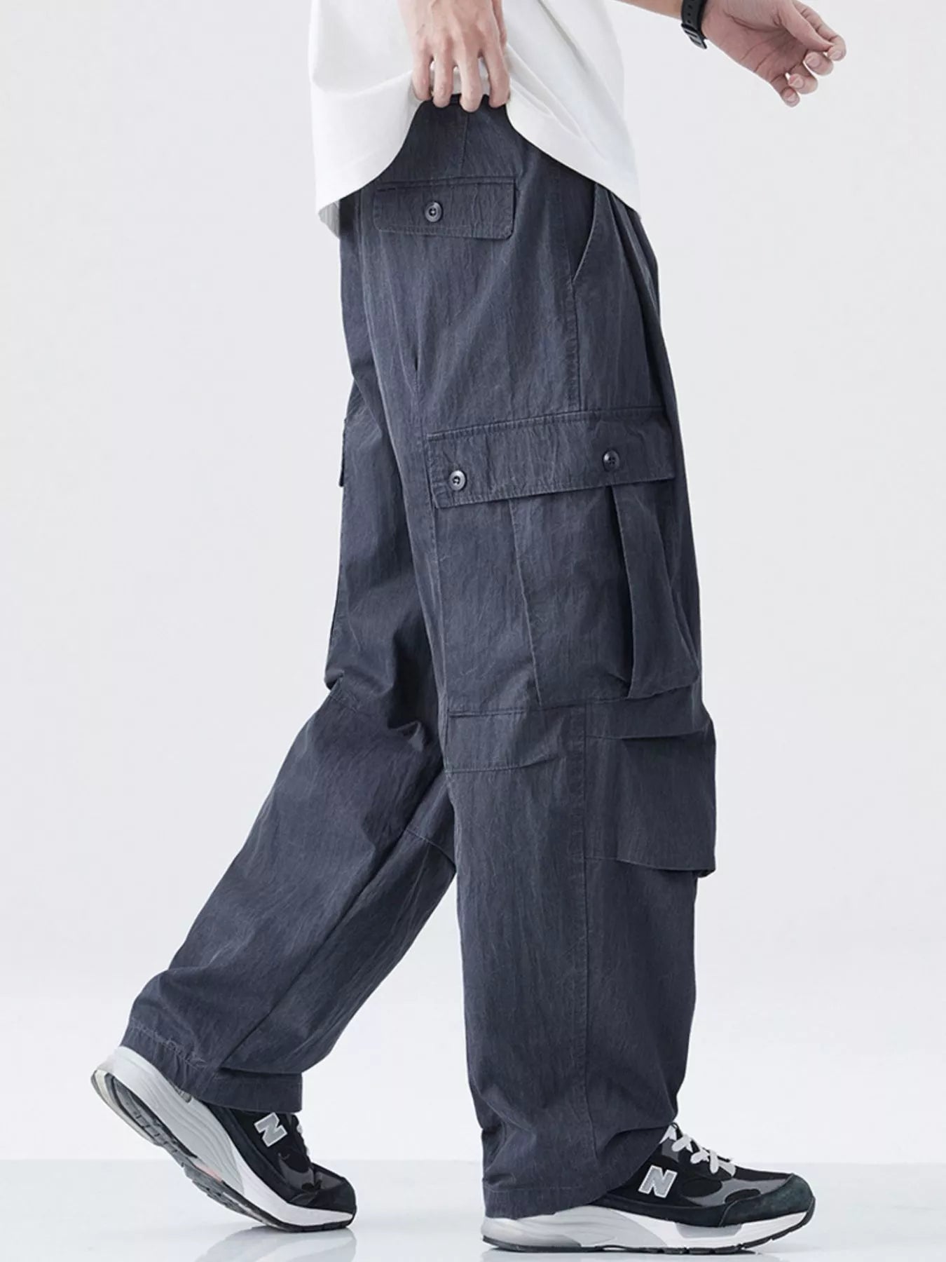 Men's Drawstring Wide Leg Cargo Pants - Farnelli