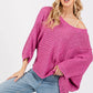 SAGE + FIG Distressed Asymmetrical Open Stitch Sweater - Farnelli