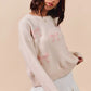 SO ME Embroidered Ribbon Round Neck Sweater - Farnelli